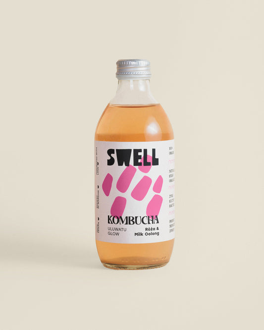 kombucha róża & milk oloong, przód butelki