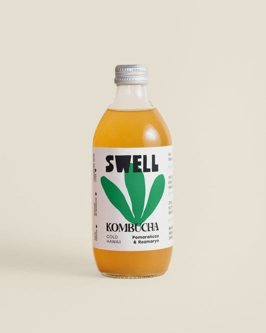 kombucha pomarańcza & rozmaryn, przód butelki